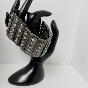 Vintage Rhinestones Charcoal Gray Bracelet.